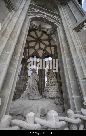 Jésus sur le Mont des oliviers vers 1500, dernière restauration 2015 à St Nicholas Minster, Ueberlingen, Bade-Wuerttemberg, Allemagne Banque D'Images