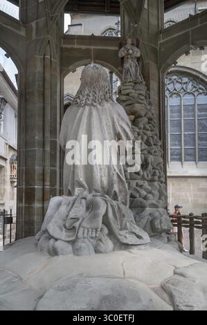 Jésus sur le Mont des oliviers vers 1500, dernière restauration 2015 à St Nicholas Minster, Ueberlingen, Bade-Wuerttemberg, Allemagne Banque D'Images