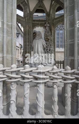 Jésus sur le Mont des oliviers vers 1500, dernière restauration 2015 à St Nicholas Minster, Ueberlingen, Bade-Wuerttemberg, Allemagne Banque D'Images