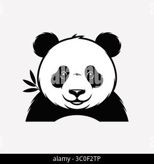 Une charmante illustration graphique d'un panda avec une expression joyeuse, avec ses marques noires et blanches classiques. Illustration de Vecteur