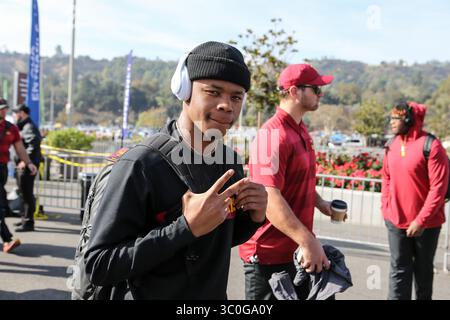 17 novembre 2018 Pasadena CA,..USC Trojans cornerback Olaijah Griffin #4 avant les Trojans USC vs UCLA Bruins au Rose Bowl à Pasadena, CA. Le 17 novembre 2018 (photo par Jevone Moore)(image crédit : &copy ; Jevone Moore/CSM via ZUMA Wire) Banque D'Images