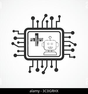 Icône AI Healthcare sur fond blanc - icône Smart Medical Intelligence Technology, signe vectoriel abstrait. Symbole, illustration du logo. Graphiques vectoriels Illustration de Vecteur