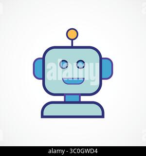 Icône colorée de visage de chatbot – communication de Bot Assistant virtuel, signe vectoriel, symbole, illustration de logo. Graphiques vectoriels pour présentation et autre Illustration de Vecteur