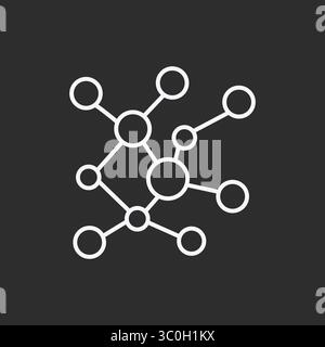Icône de réseau numérique sur fond noir et blanc, représentation abstraite des connexions neuronales ai et de la communication de données, signe vectoriel. Symbole Illustration de Vecteur