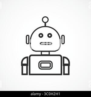 Icône de ligne de robot avec fond blanc – icône de robot futuriste pour l'intelligence artificielle, illustration vectorielle de robot, contour solide d'icônes de chatbot robot Illustration de Vecteur