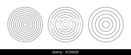 Cercles concentriques de grilles polaires. Roue de la vie ou tracker d'habitudes. Diagrammes circulaires divisés en segments. Papier quadrillé polaire vierge. Illustration de Vecteur