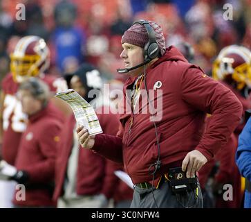 9 décembre 2018 : Jay Gruden, entraîneur-chef des Redskins de Washington, lors d'un match de football NFL entre les Redskins de Washington et les Giants de New York au FedEx Field à Landover, MD. Justin Cooper/CSM (crédit image : &copy ; Justin Cooper/CSM via ZUMA Wire) Banque D'Images