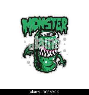 Vecteur de conception de logo de mascotte monstre avec un style de concept d'illustration moderne pour l'impression de badge, d'emblème et de t-shirt. Boisson monstre illustration. Illustration de Vecteur