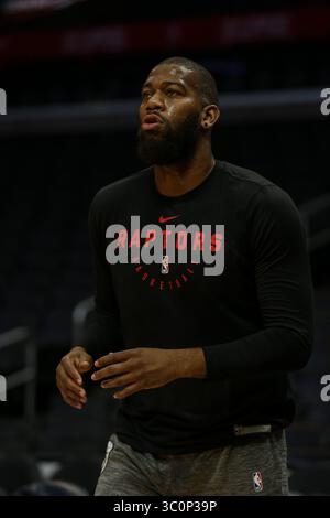 11 décembre 2018 Los Angeles, CA..le centre des Raptors de Toronto Greg Monroe #15 se réchauffe avant les Raptors de Toronto vs Los Angeles Clippers au Staples Center le 11 décembre 2018. (Photo de Jevone Moore)(image de crédit : &copy ; Jevone Moore / Cal Sport Media / CSM via ZUMA Wire) Banque D'Images
