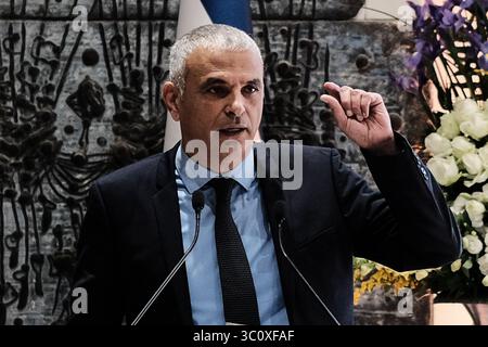 24 décembre 2018 - Jérusalem, Israël - le ministre des Finances MOSHE KAHLON fait un geste lors d'une cérémonie de nomination du professeur Amir Yaron au poste de gouverneur de la Banque d'Israël à la résidence du président en présence du président Rivlin et du premier ministre Netanyahu. (Crédit image : © Nir Alon/ZUMA Wire) Banque D'Images