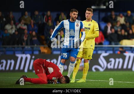 9 janvier 2019 - Vila-Real, Castellon, Espagne - Daniel Raba de Villarreal CF et Roberto du RCD Espanyol lors du match de la Copa del Rey espagnole entre Villarreal et Espanyol à l'Estadio de la Ceramica le 9 juin 2019 à Vila-Real, Espagne. (Crédit image : © AFP7 via ZUMA Wire) Banque D'Images