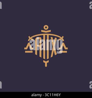 Logo Monogram AX pour cabinet juridique avec échelle géométrique et graphique vectoriel de style épée Illustration de Vecteur