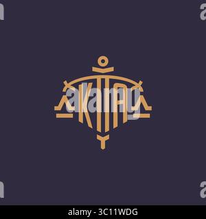 Logo Monogram KA pour cabinet juridique avec échelle géométrique et graphique vectoriel de style épée Illustration de Vecteur