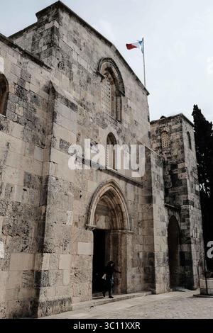 29 novembre 2018 - Jérusalem, Israël - le Consul général de France à Jérusalem, Pierre Cochard, visite l'église Sainte-Anne dans le cadre d'une visite des biens français à Jérusalem. L'église est une église catholique romaine dirigée par les Pères blancs, située au début de la via Dolorosa près de la porte des Lions dans le quartier musulman de la vieille ville de Jérusalem. (Crédit image : © Nir Alon/ZUMA Wire) Banque D'Images