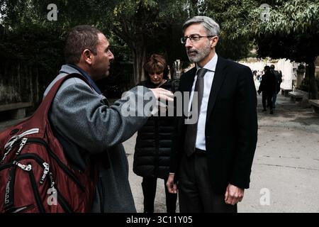29 novembre 2018 - Jérusalem, Israël - le Consul général de France à Jérusalem, PIERRE COCHARD, visite l'église Sainte-Anne dans le cadre d'une visite des biens français à Jérusalem. L'église est une église catholique romaine dirigée par les Pères blancs, située au début de la via Dolorosa près de la porte des Lions dans le quartier musulman de la vieille ville de Jérusalem. (Crédit image : © Nir Alon/ZUMA Wire) Banque D'Images