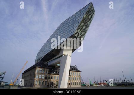 Le port Havenhuis d'Anvers au soleil, Anvers, Belgique Banque D'Images