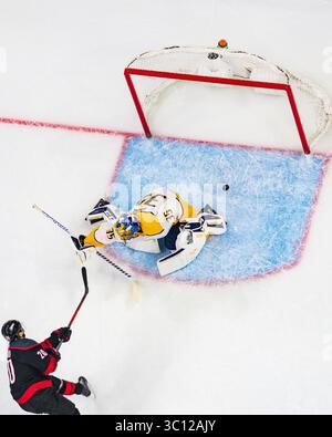 Sebastian Aho (20 ans) est le centre des Hurricanes de Caroline lors du match de la LNH opposant les Predators de Nashville aux Hurricanes de Caroline le 13 janvier 2019 au PNC Arena de Raleigh, Caroline du Nord. Jacob Kupferman/CSM(image de crédit : &copy ; Jacob Kupferman/CSM via ZUMA Wire) Banque D'Images