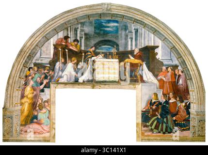 Raffaello Sanzio da Urbino appelé Raphaël, la messe à Bolsena, peinture de fresques, 1512-1514 Banque D'Images