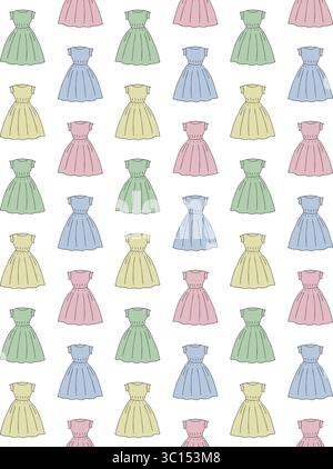 Vecteur modèle sans couture de robe dessinée à la main Illustration de Vecteur
