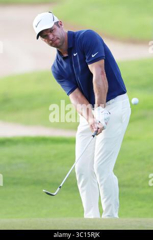 19 janvier 2019 - Singapour - Paul Casey, d'Angleterre, joue un tir sur le 14e trou lors de la troisième manche de l'Open de Singapour au Serapong course, Sentosa Golf Club. (Crédit image : © Paul Miller/ZUMA Wire) Banque D'Images