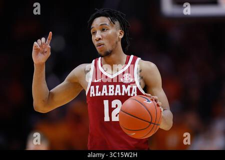 19 janvier 2019 : Dazon Ingram #12 de l'Alabama Crimson Tide amène le ballon sur le terrain pendant le match de basket-ball de la NCAA entre les bénévoles de l'Université du Tennessee et l'Université de l'Alabama Crimson Tide à Thompson Boling Arena à Knoxville TN Tim Gangloff/CSM(crédit image : &copy ; Tim Gangloff/CSM via ZUMA Wire) Banque D'Images