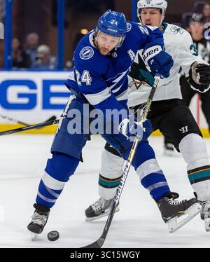 19 janvier 2019 : le Lightning de Tampa Bay Ryan Callahan (24 ans) dans la première période pendant le match entre les Sharks de San Jose et le Lightning de Tampa Bay à l'Amalie Arena de Tampa, en Floride. Tampa Bay gagne 6-3. Del Mecum/CSM(image de crédit : &copy ; Del Mecum/CSM via ZUMA Wire) Banque D'Images
