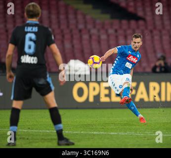 20 janvier 2019 - Naples, Campanie, Italie - Arkadiusz Milik de SSC Napoli vu en action lors du match de Serie A entre SSC Napoli vs S.S. Lazio au stade San Paolo. (Crédit image : © Ernesto Vicinanza/SOPA images via ZUMA Wire) Banque D'Images