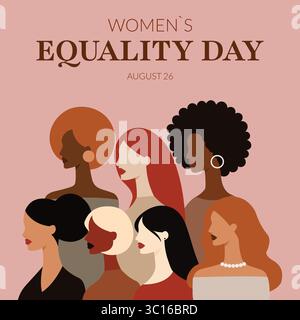 Concept de jour de l'égalité pour femmes de style plat avec vecteur silhouettes féminines. Illustration de Vecteur