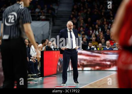 27 décembre 2018 - Madrid, MADRID, ESPAGNE - Pablo Laso d'Espagne et le Real Madrid lors du championnat espagnol Liga Endesa, match de basket joué entre le Real Madrid et Montakit Fuenlabrada au stade Wizink Center, Madrid, Espagne, le 27 janvier 2019. (Crédit image : © AFP7 via ZUMA Wire) Banque D'Images