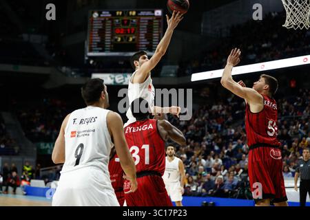 27 décembre 2018 - Madrid, MADRID, ESPAGNE - Santiago Yusta Garcia d'Espagne et le Real Madrid lors du championnat d'espagne, Liga Endesa, match de basket joué entre le Real Madrid et Montakit Fuenlabrada au stade Wizink Center, Madrid, Espagne, le 27 janvier 2019. (Crédit image : © AFP7 via ZUMA Wire) Banque D'Images