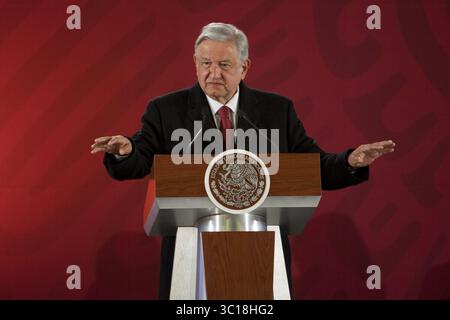 30 janvier 2019 - Mexico, Ciudad de Mexico, MEXIQUE - mercredi 30 janvier 2019. le Président Andres Manuel Lopez Obrador, accompagné de son Cabinet de sécurité, a donné sa conférence de presse matinale au cours de laquelle il a rendu compte du vol de carburant PEMEX à Azcapotzalco, à Mexico. ANTONIO NAVA/PI (crédit image : © Prensa Internacional via ZUMA Wire) Banque D'Images