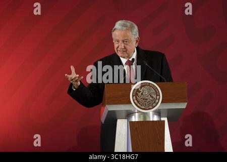 30 janvier 2019 - Mexico, Ciudad de Mexico, MEXIQUE - mercredi 30 janvier 2019. le Président Andres Manuel Lopez Obrador, accompagné de son Cabinet de sécurité, a donné sa conférence de presse matinale au cours de laquelle il a rendu compte du vol de carburant PEMEX à Azcapotzalco, à Mexico. ANTONIO NAVA/PI (crédit image : © Prensa Internacional via ZUMA Wire) Banque D'Images