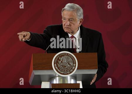 30 janvier 2019 - Mexico, Ciudad de Mexico, MEXIQUE - mercredi 30 janvier 2019. le Président Andres Manuel Lopez Obrador, accompagné de son Cabinet de sécurité, a donné sa conférence de presse matinale au cours de laquelle il a rendu compte du vol de carburant PEMEX à Azcapotzalco, à Mexico. ANTONIO NAVA/PI (crédit image : © Prensa Internacional via ZUMA Wire) Banque D'Images