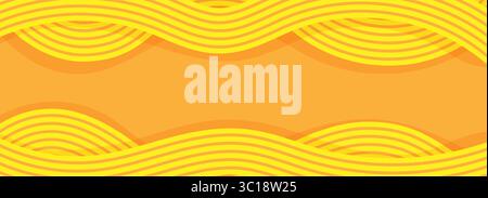 Motif ramen, illustration de fond dynamique de nouilles asiatiques, ramen, spaghetti, motif de fond orange Illustration de Vecteur