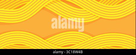 Motif ramen, illustration de fond dynamique de nouilles asiatiques, ramen, spaghetti, motif de fond orange Illustration de Vecteur