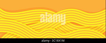 Motif ramen, illustration de fond dynamique de nouilles asiatiques, ramen, spaghetti, motif de fond orange Illustration de Vecteur