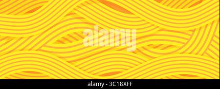 Motif ramen, illustration de fond dynamique de nouilles asiatiques, ramen, spaghetti, motif de fond orange Illustration de Vecteur