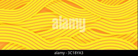 Motif ramen, illustration de fond dynamique de nouilles asiatiques, ramen, spaghetti, motif de fond orange Illustration de Vecteur