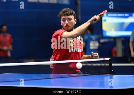 Essen, Allemagne. 22 juillet 2025. Rhin-Ruhr 2025 FISU Games - Tischtennis AM 22.07.2025 in der Messe Essen in Essen Herren Einzel : Matthias Danzer ( GER ) Foto : Revierfoto crédit : ddp Media GmbH/Alamy Live News Banque D'Images