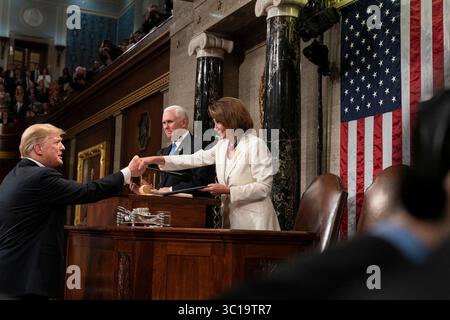 5 février 2019 - Washington, District of Columbia, États-Unis - le président DONALD TRUMP prononce un discours sur l'état de l'Union au Capitole des États-Unis. (Crédit image : © Maison Blanche/ZUMA Wire/ZUMAPRESS.com) Banque D'Images
