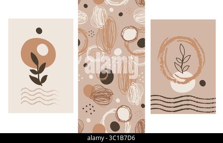 Imprimés abstraits boho et motif pour vecteur intérieur esthétique Illustration de Vecteur