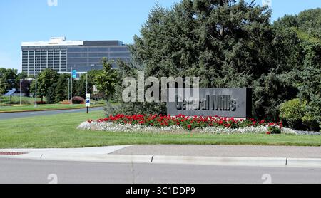 31 août 2016 - Golden Valley, Golden Valley, États-Unis - campus du siège social de General Mills mercredi 31 août 2016, à Golden Valley, MN. PAR DEMANDE, VOICI DES PHOTOS GÉNÉRIQUES DE CAMPUS/SIGNALISATION DE MOULINS GÉNÉRAUX POUR LE FICHIER les coquilles de tacos Old El Paso et les produits alimentaires mexicains peuvent ne pas être ce qui vient à l'esprit lorsque l'on pense aux catégories d'aliments à forte croissance. Mais cette marque de centre de magasin est l'une des principales marques d'épicerie de General Mills en termes de croissance et de rentabilité. La société basée à Golden Valley étend la ligne en Russie, en Pologne, en Autriche et aux pays-Bas, tout en développant son pro américain prospère Banque D'Images