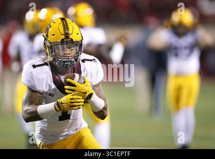 12 novembre 2016 - Lincoln, ne, États-Unis - Rodney Smith du Minnesota s'est emparé sur le terrain pour s'échauffer avant que le Minnesota ne s'attaque au Nebraska au Tom Osborne Field au Memorial Stadium, samedi 12 novembre 2016 à Lincoln, Nebraska. (/STAR TRIBUNE) (crédit image : Elizabeth Flores/Minneapolis Star Tribune/TNS via ZUMA Wire) Banque D'Images