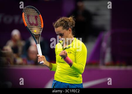 14 février 2019 - Doha, QATAR - Barbora Strycova de la République tchèque en action lors de son match de quart de finale au tournoi de tennis total Open WTA premier 2019 du Qatar (crédit image : © AFP7 via ZUMA Wire) Banque D'Images