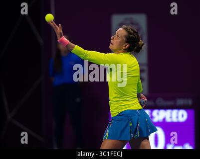14 février 2019 - Doha, QATAR - Barbora Strycova de la République tchèque en action lors de son match de quart de finale au tournoi de tennis total Open WTA premier 2019 du Qatar (crédit image : © AFP7 via ZUMA Wire) Banque D'Images