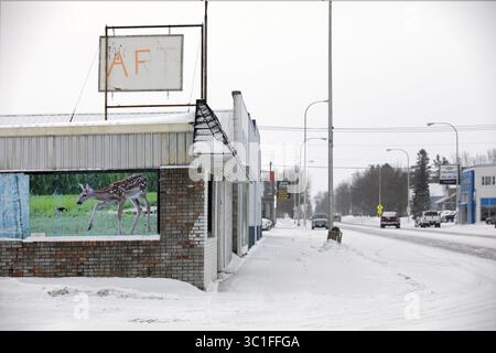 7 février 2017 - Red Lake Falls, MN, États-Unis - Downtown Red Lake Falls. L'histoire improbable du reporter du Washington Post Christopher Ingraham commence par lui écrire un article basé sur les données sur la façon dont il est mauvais de vivre dans le comté de Red Lake, MN, et se termine par lui tomber amoureux de l'endroit et déplacer sa famille là-bas de DC .. Lake Falls, MN 01/29/17. (Crédit image : Brian Peterson/Minneapolis Star Tribune/TNS via ZUMA Wire) Banque D'Images