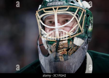 21 février 2017 - composé Paul, MN, USA - Minnesota Wild Wild Goalie Devan Dubnyk. .... .. - 21 février 2017, composé Paul, MN, Xcel Energy Center, LNH, hockey, Blackhawks de Chicago au Minnesota Wild (image crédit : Carlos Gonzalez/Minneapolis Star Tribune/TNS via ZUMA Wire) Banque D'Images