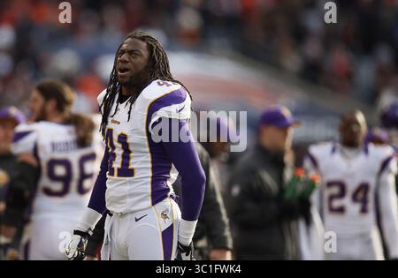 24 novembre 2012 - Minneapolis, États-Unis - Minnesota Vikings forte sécurité Mistral Raymond (41) réagit après que son interception de touchdown du troisième quart a été renversée lors de l'action de la NFL entre les Bears et les Vikings dimanche 25,2012 novembre au Solider Field à Chicago, il. (Crédit image : Jerry Holt/Minneapolis Star Tribune/TNS via ZUMA Wire) Banque D'Images