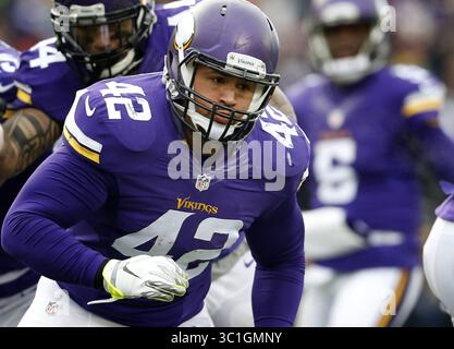 Dec. 28, 2014 - Minneapolis, MN, États-Unis - Vikings du Minnesota Jerome Felton (42). - 28 décembre 2014, Minneapolis, Minn., stade TCF Bank, NFL, Minnesota Vikings v. Chicago Bears (crédit image : Carlos Gonzalez/Minneapolis Star Tribune/TNS via ZUMA Wire) Banque D'Images