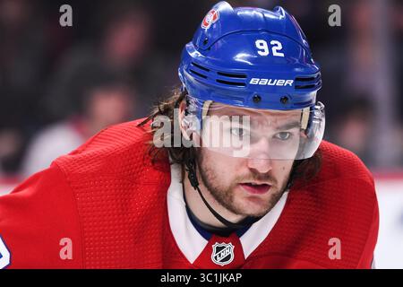 21 février 2019 : regardez le centre des Canadiens de Montréal Jonathan Drouin (92) pendant le match des Flyers de Philadelphie au canadien de Montréal au Centre Bell à Montréal, Québec. David Kirouac/CSM(image de crédit : &copy ; David Kirouac/CSM via ZUMA Wire) Banque D'Images